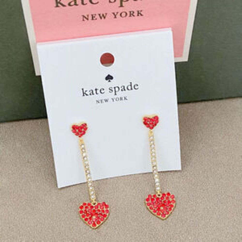 kate spade Pave Diamond Heart Earrings